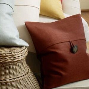Pottery Barn 100% linen Button pillow cover Brown chocolate chestnut square 18"